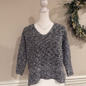 Express Women's White/black V-Neck Sweater XS high low Criss Cross Open back